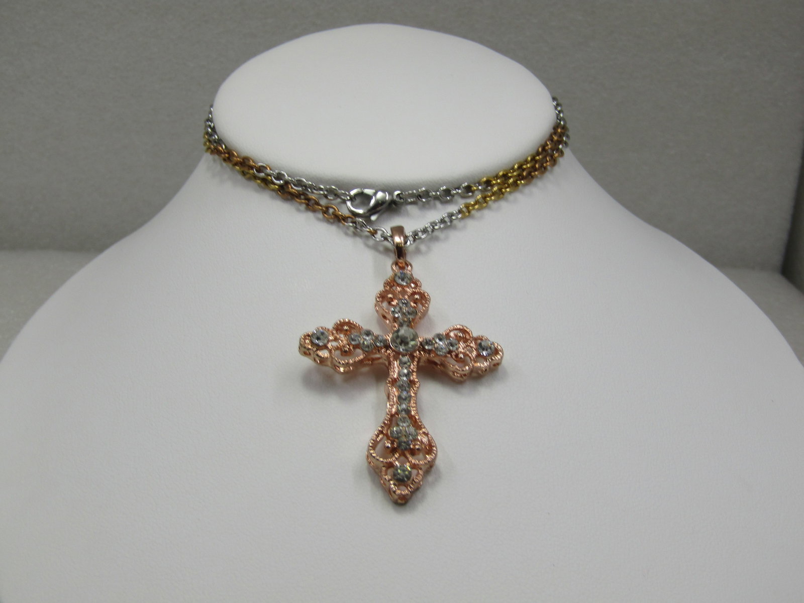 Interchangeable Rhinestone Cross Necklace, Set in Box - 3