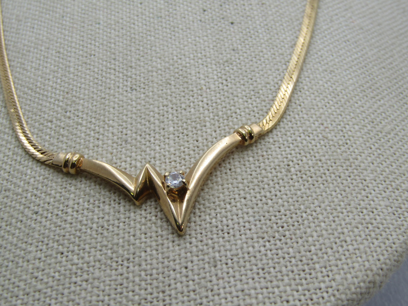 Vintage ZigZag Rhinestone Drop Necklace, 18", 1980's - 3