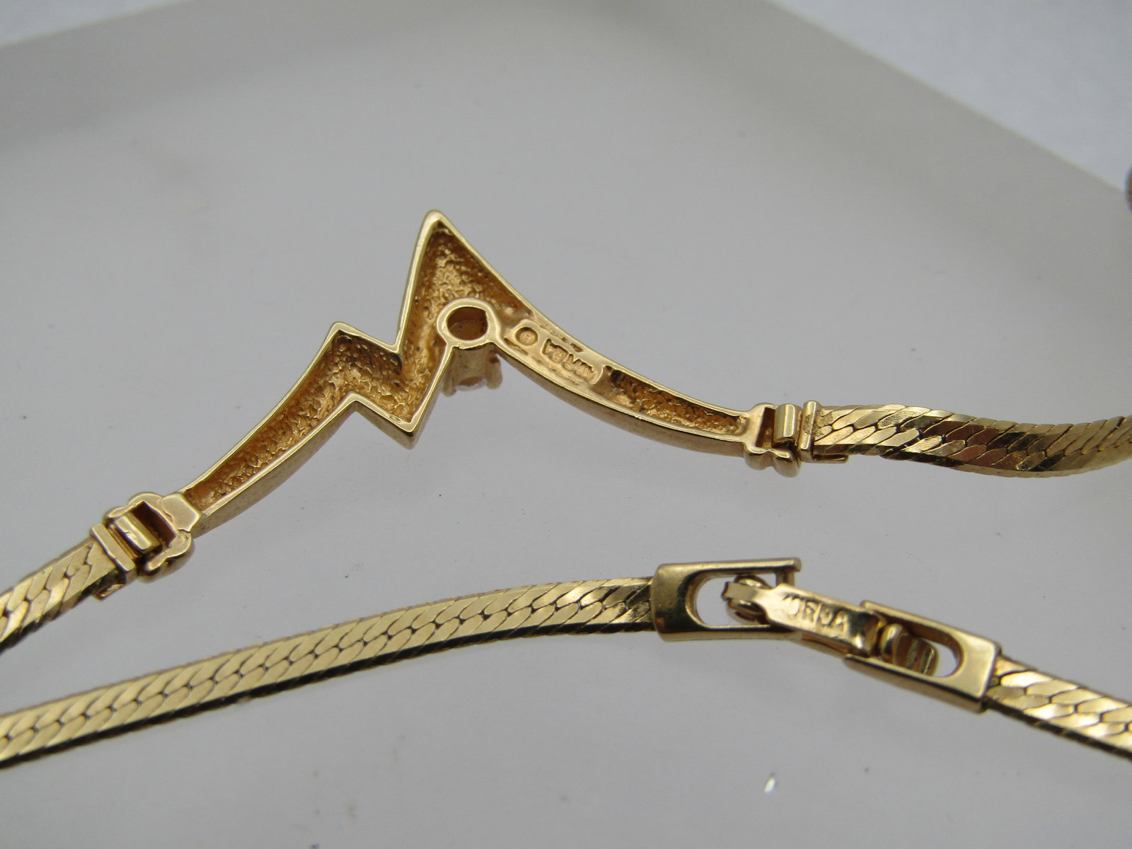 Vintage ZigZag Rhinestone Drop Necklace, 18", 1980's - 4