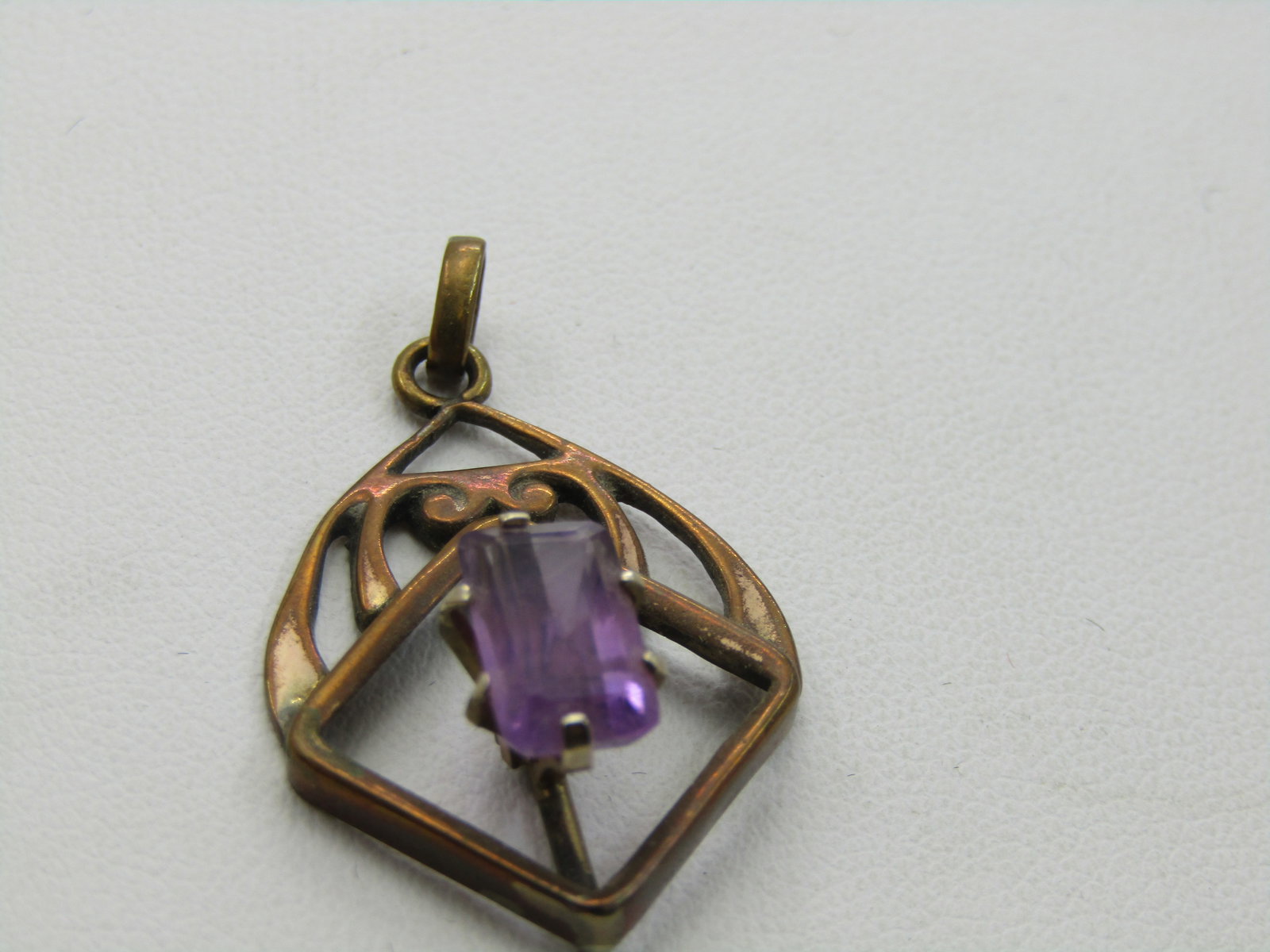 Vintage Art Noveau 10kt G.F. Amethyst Pendant, 1.25" , 2 CTW, Rose gold - 2