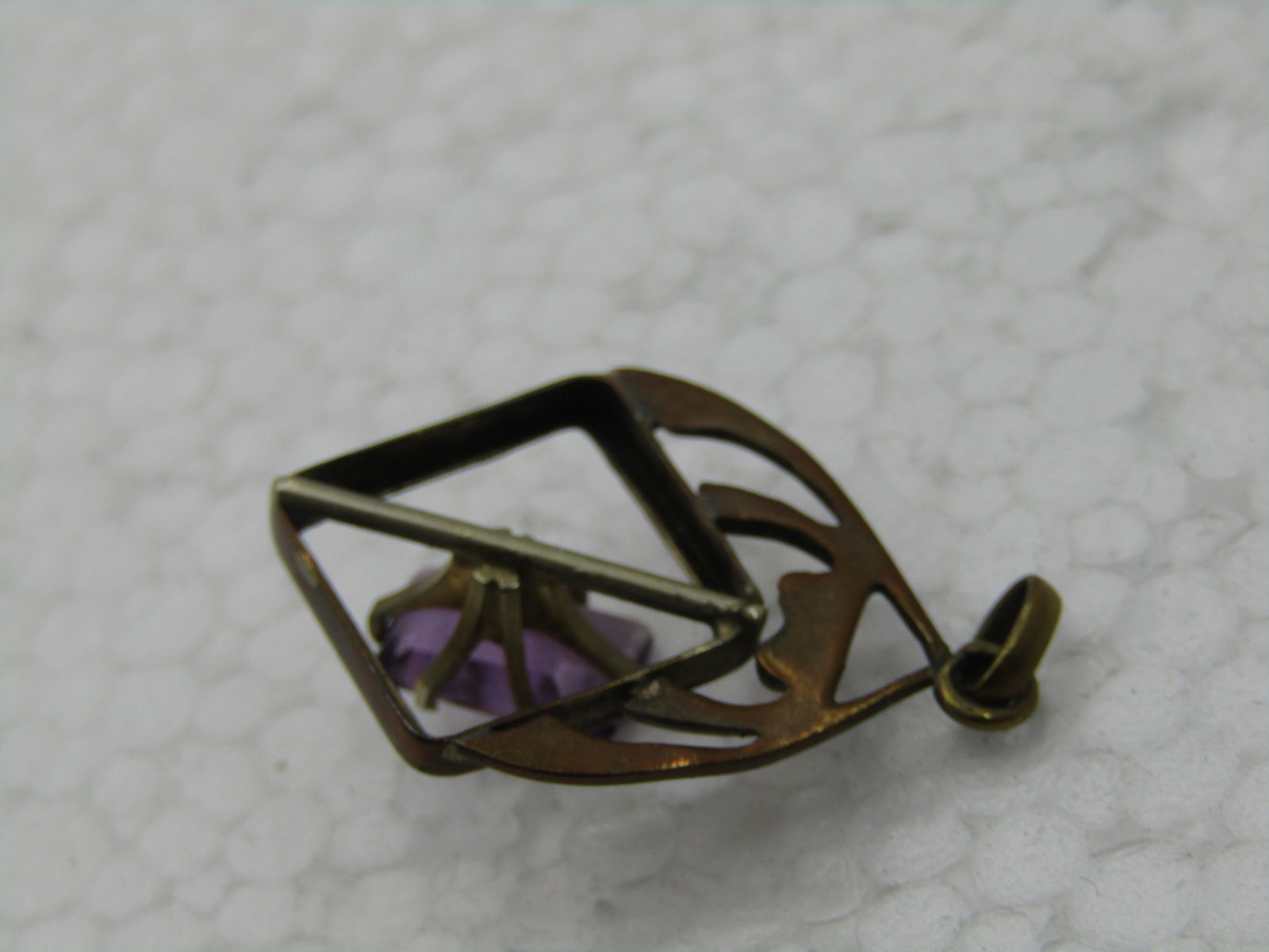 Vintage Art Noveau 10kt G.F. Amethyst Pendant, 1.25" , 2 CTW, Rose gold - 5