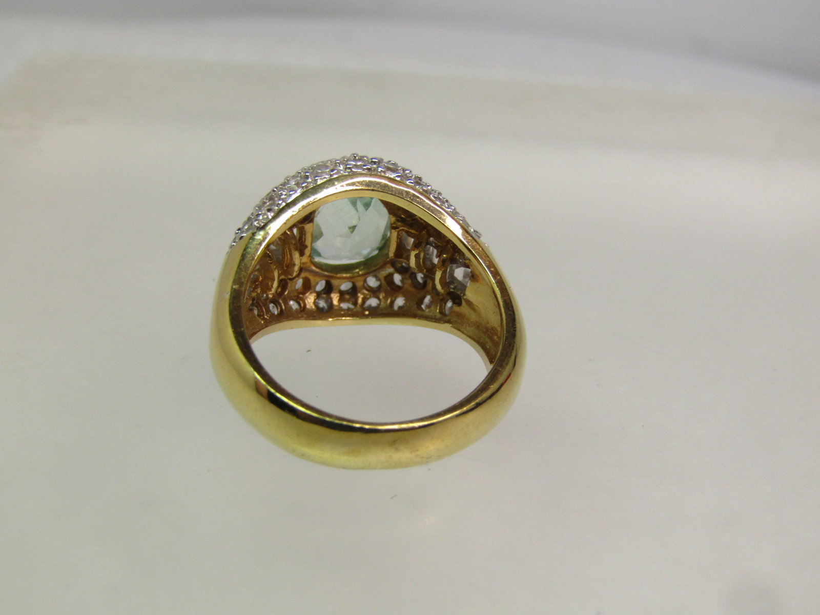 Vermeil Blue Topaz CZ Wide Ring, Sz. 7, Signed MRF, Marked .925 - 5