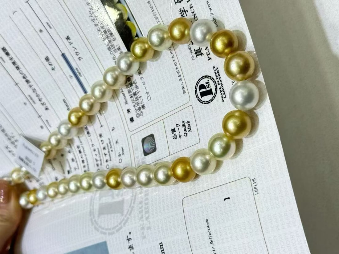 Platinum natural pearl mixed color necklace - 3