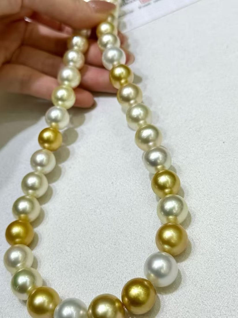 Platinum natural pearl mixed color necklace - 4