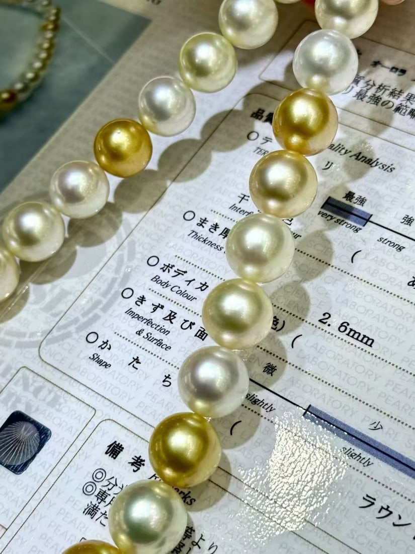 Platinum natural pearl mixed color necklace - 5