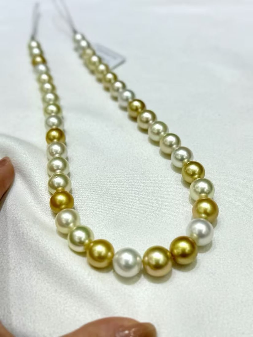 Platinum natural pearl mixed color necklace - 6