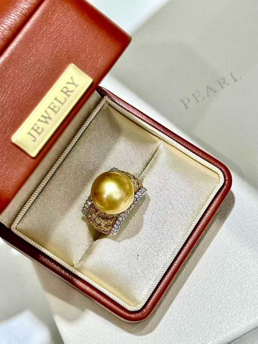 18K gold diamond pearl ring - 4