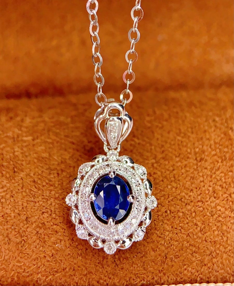 18K gold sapphire pendant - 2