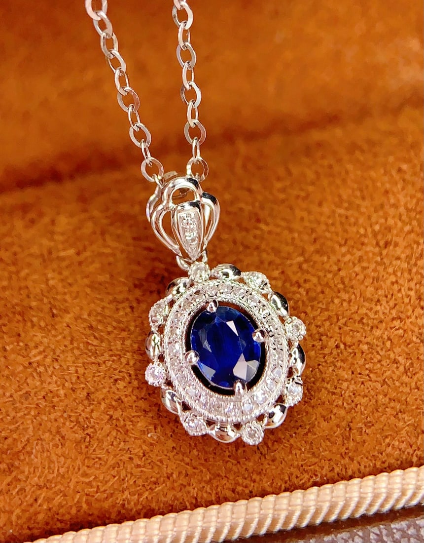 18K gold sapphire pendant - 3