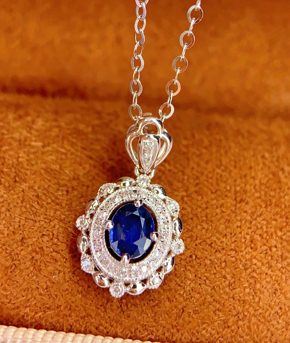 18K gold sapphire pendant - 4