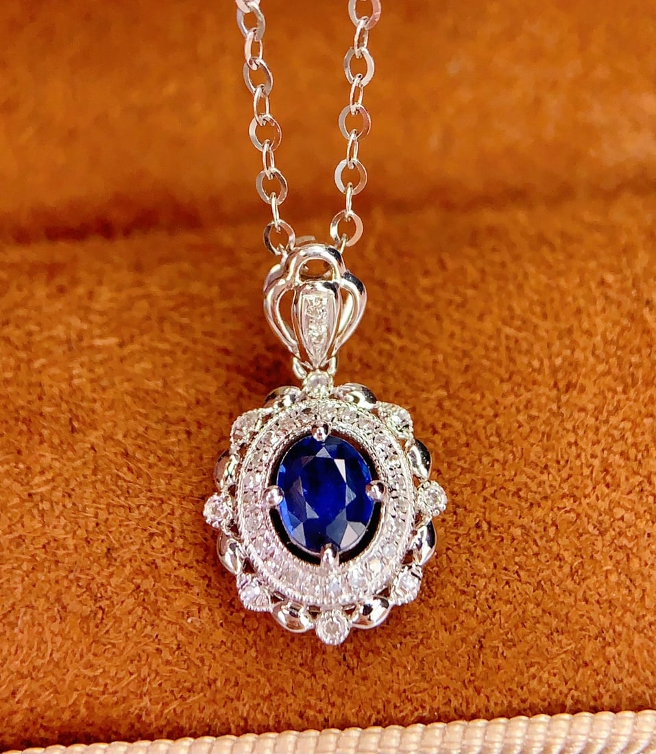 18K gold sapphire pendant - 5