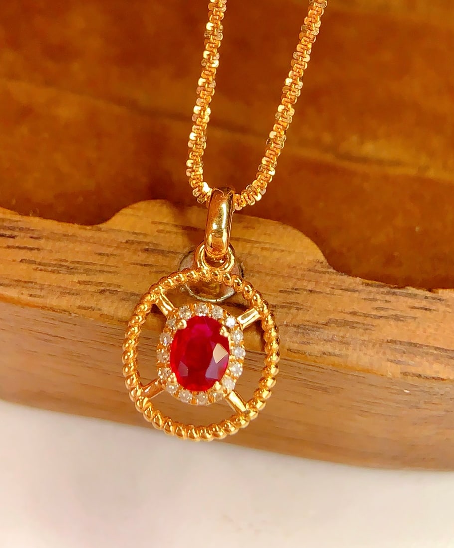 18K gold ruby pendant - 4
