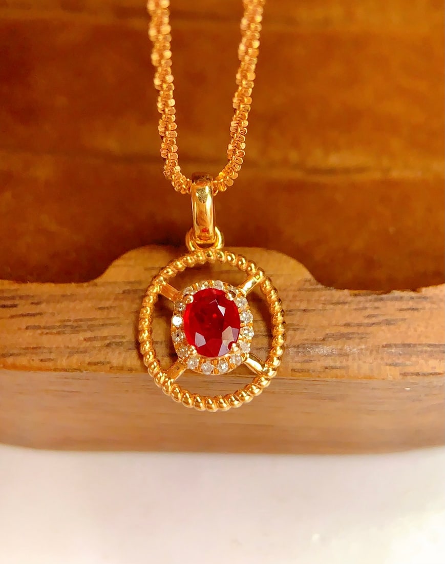 18K gold ruby pendant - 5
