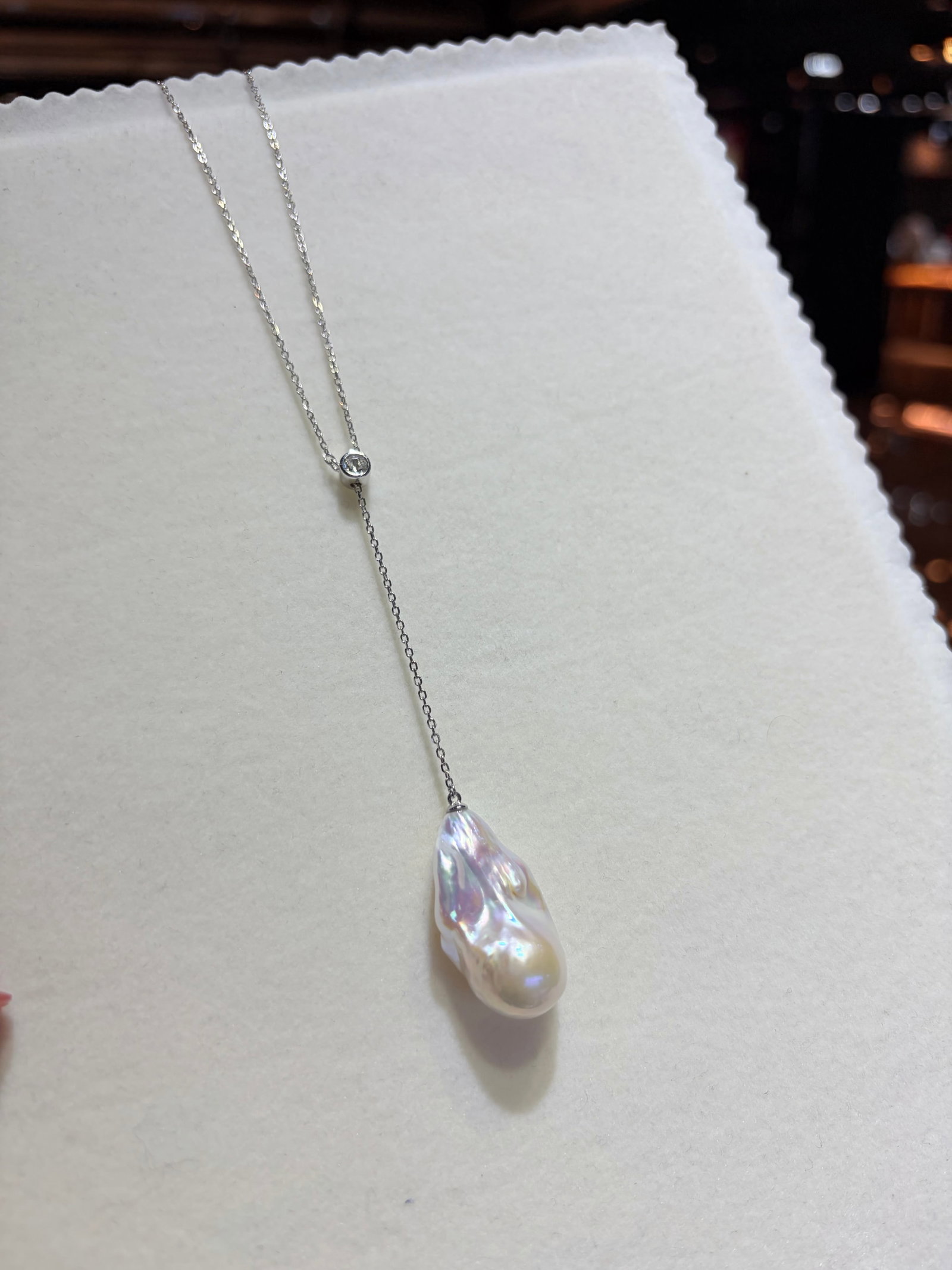 Sterling silver Baroque pearl necklace - 4