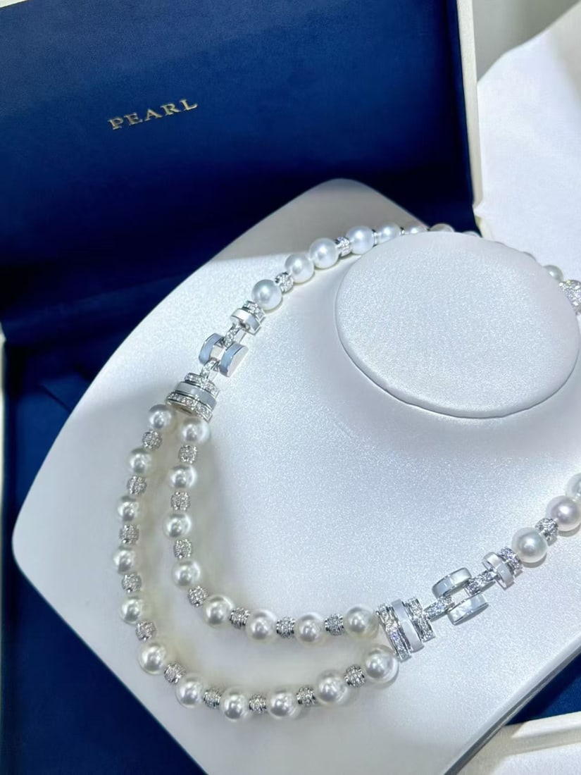 18K white gold diamond necklace - 4