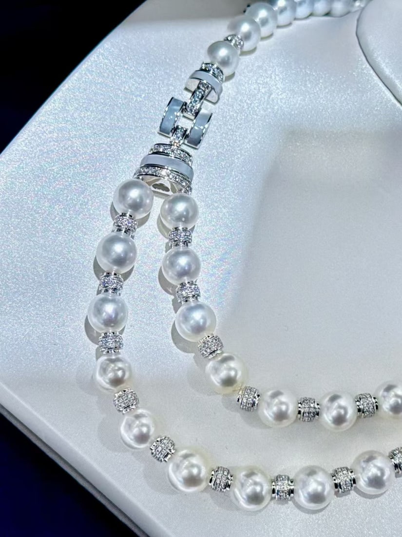 18K white gold diamond necklace - 5