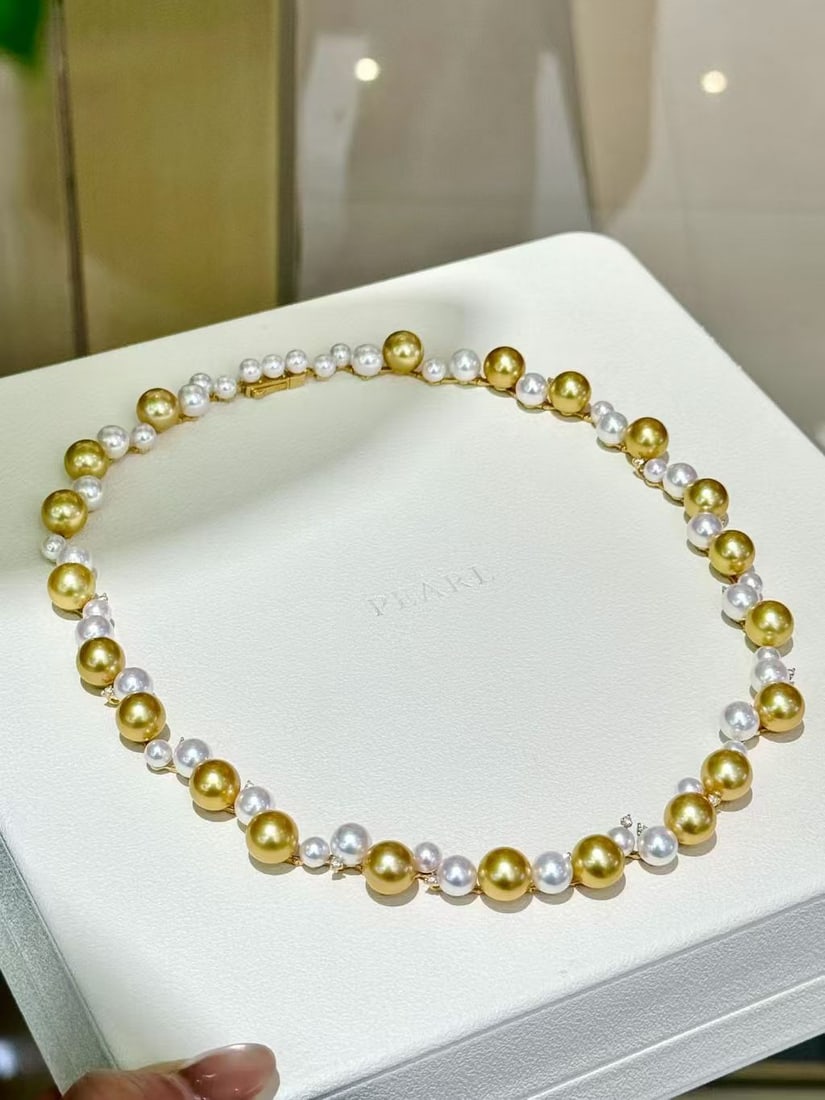 18K Gold Akoya Pearl Diamond Necklace - 2