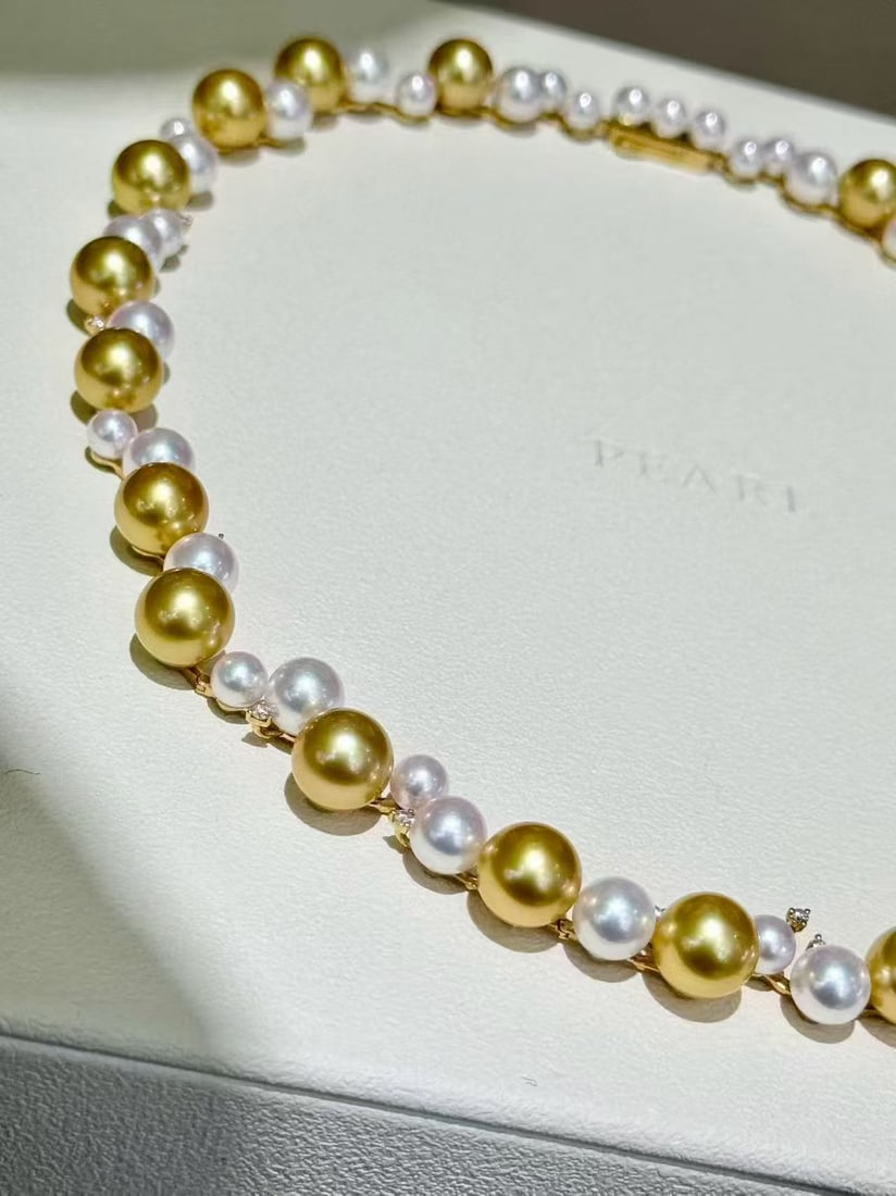 18K Gold Akoya Pearl Diamond Necklace - 5