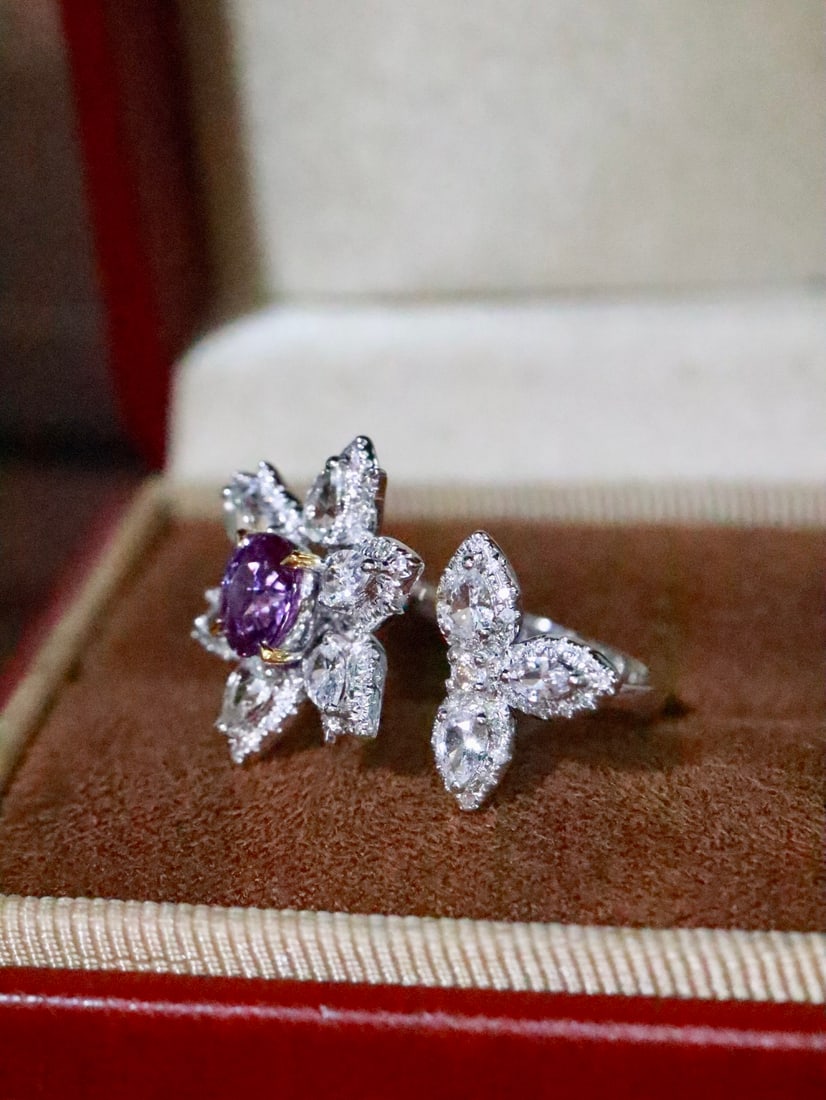 18K Gold Purple and Sapphire Ring - 2