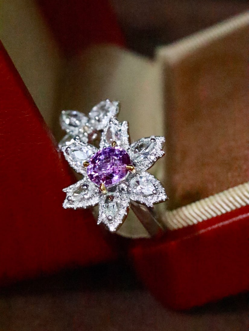 18K Gold Purple and Sapphire Ring - 3