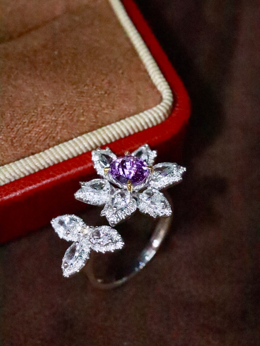 18K Gold Purple and Sapphire Ring - 4