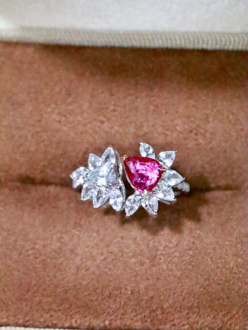 18K Gold Purple and Sapphire Ring - 7