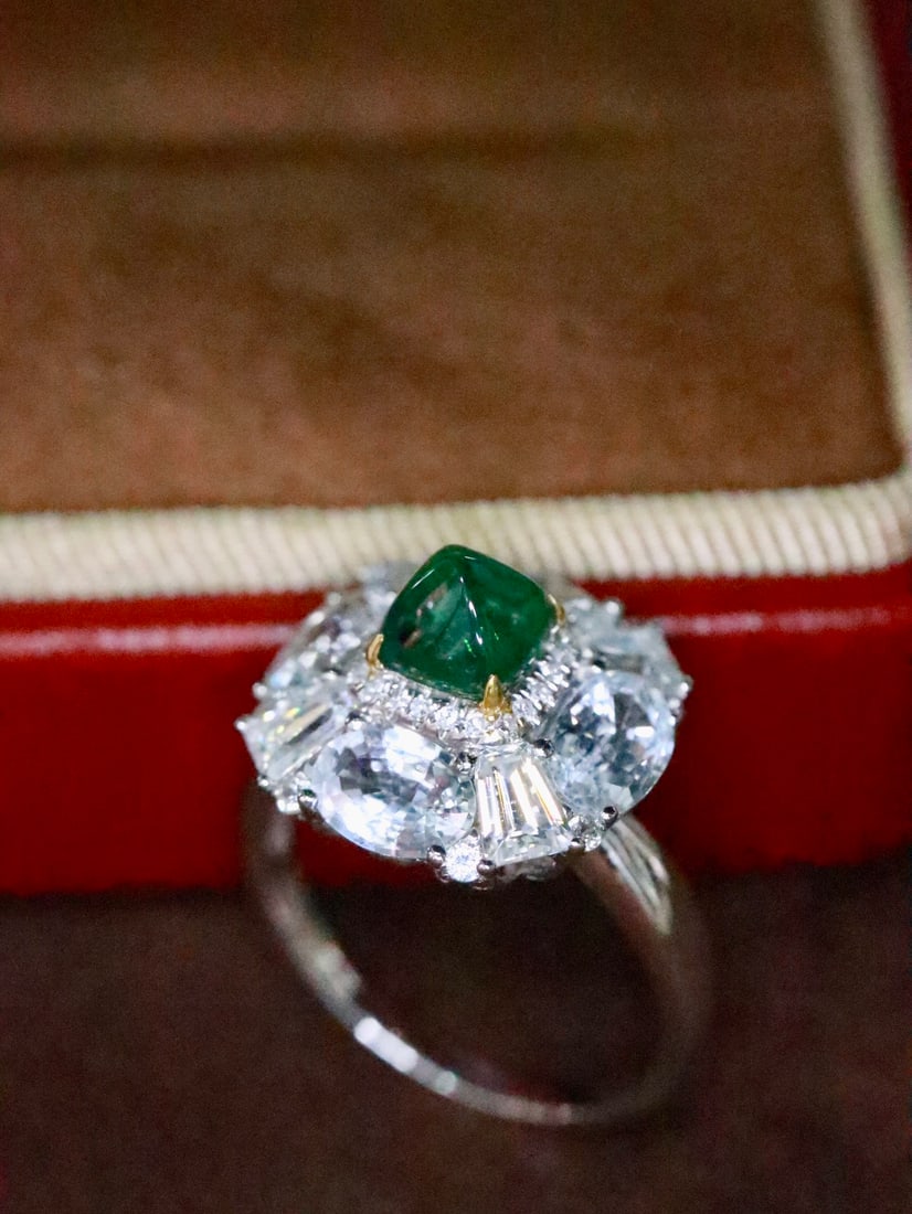 18K gold emerald ring - 4