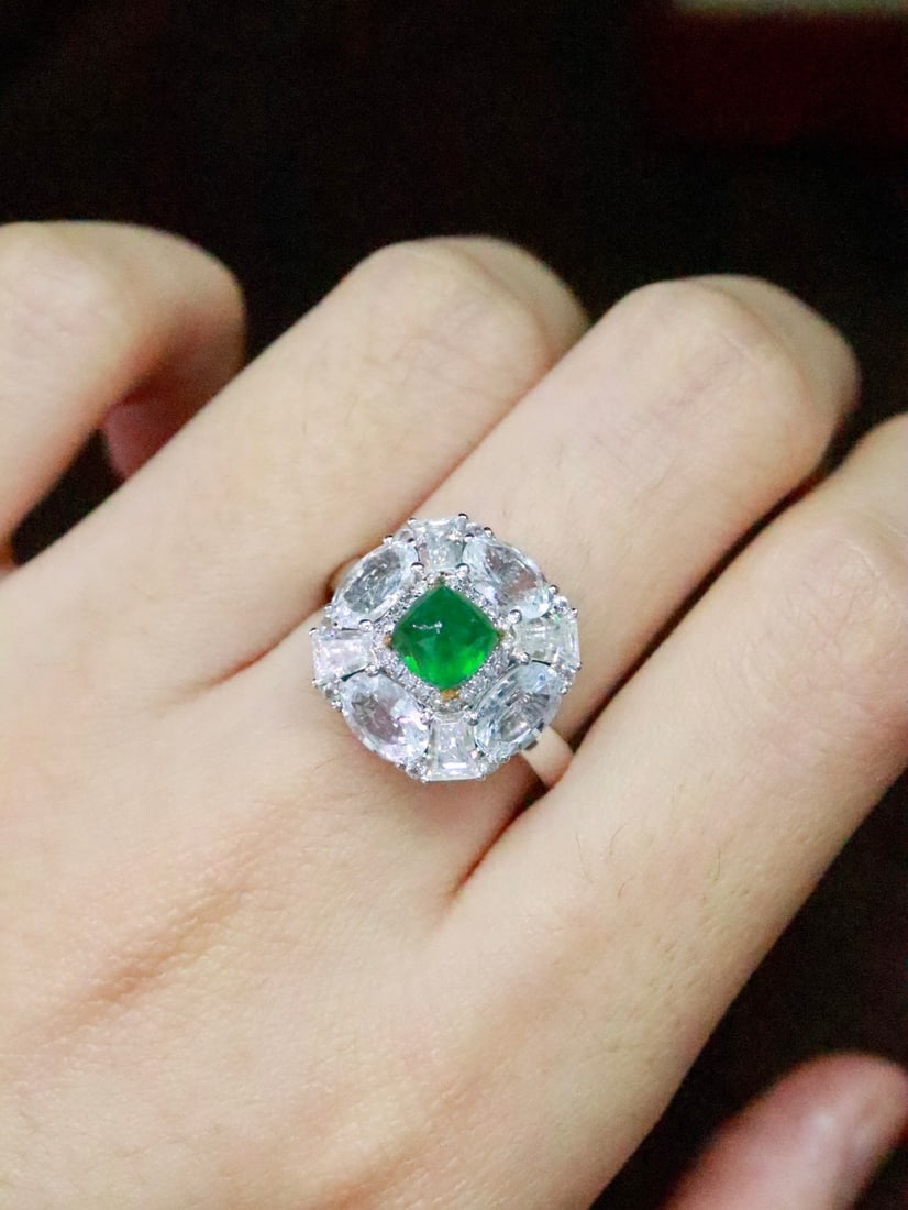 18K gold emerald ring - 5