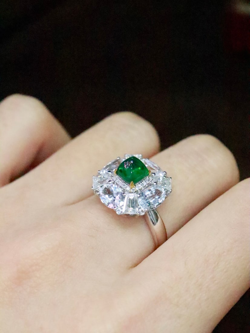 18K gold emerald ring - 6