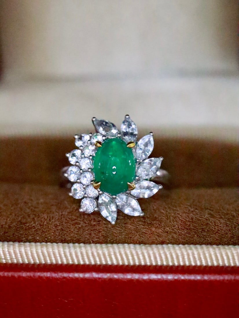 18K gold emerald ring - 4