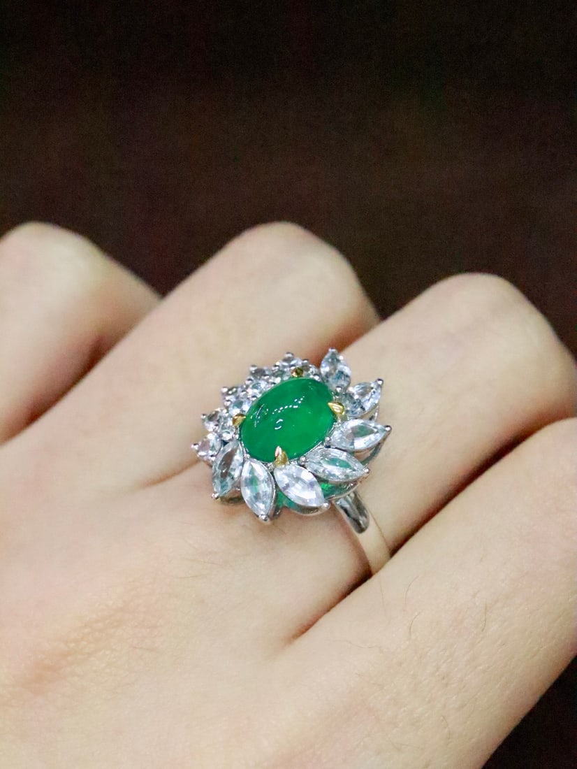 18K gold emerald ring - 5