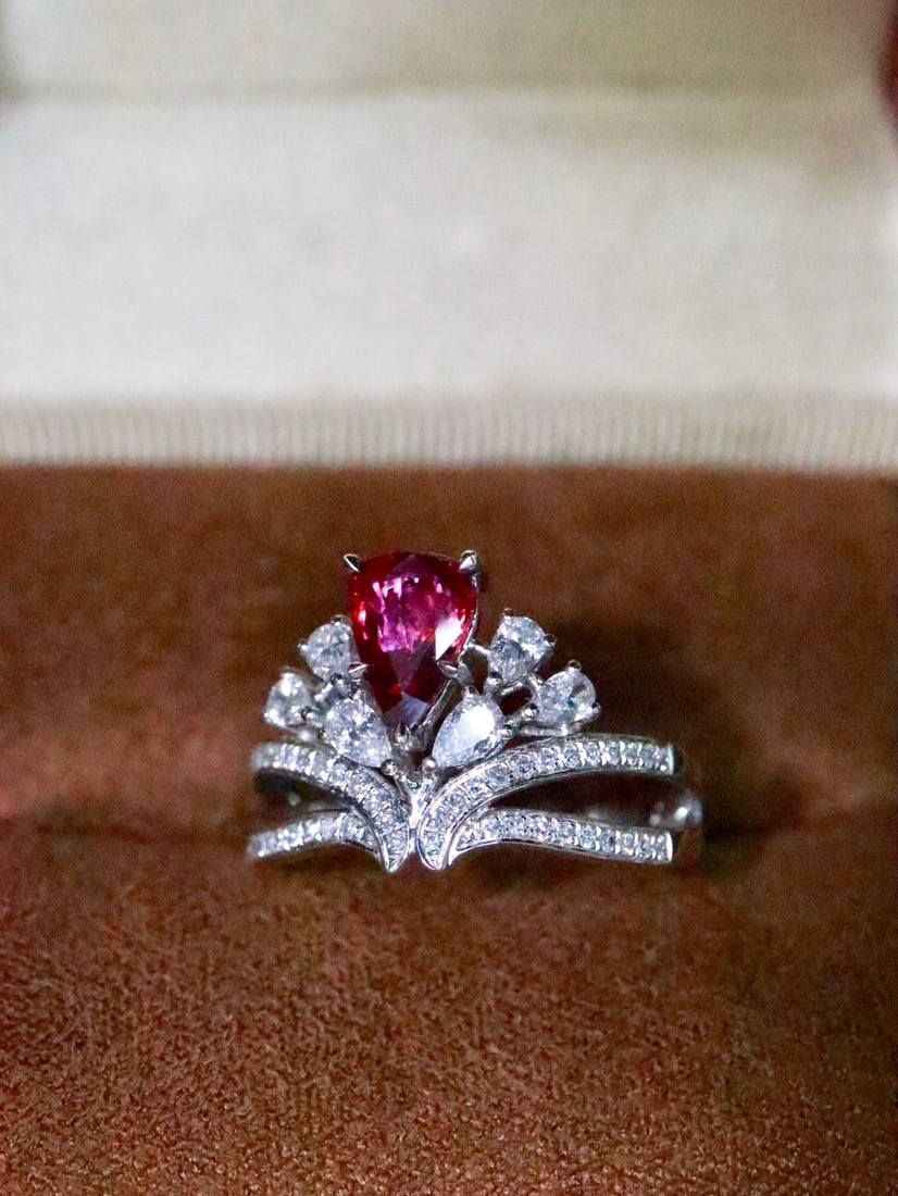 PT950 unburned ruby ring - 2