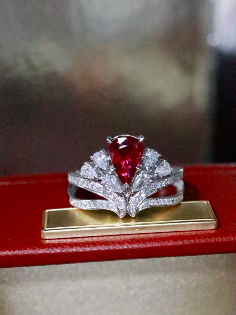 PT950 unburned ruby ring - 4