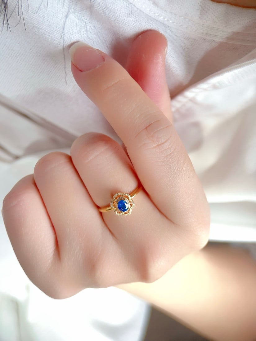 18K gold sapphire ring - 5