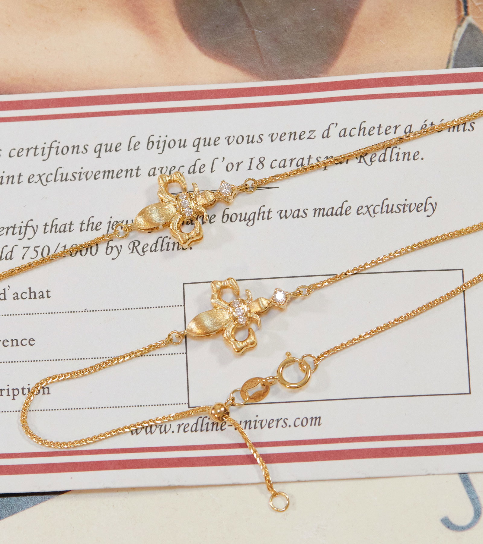 18K gold cultured diamond vintage brushed iris flower bracelet - 2