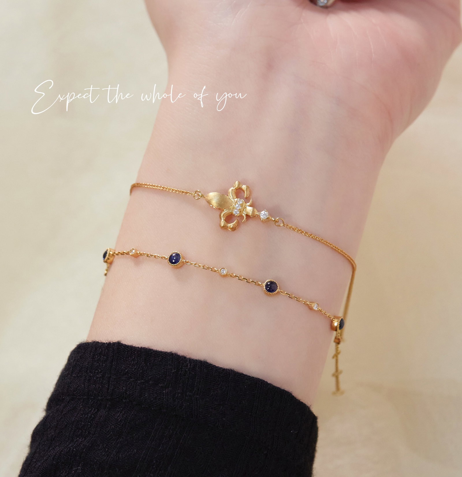 18K gold cultured diamond vintage brushed iris flower bracelet - 5