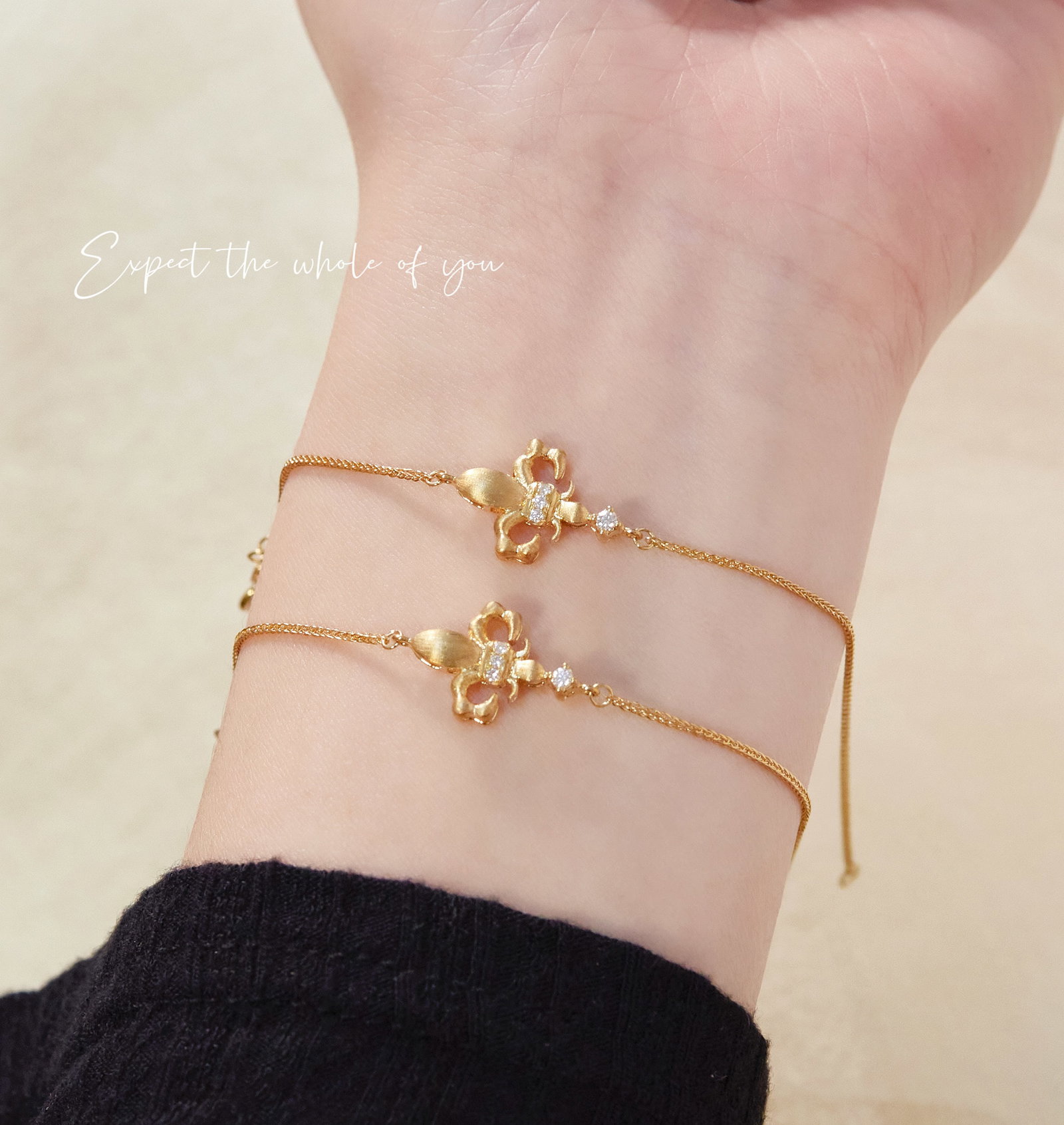 18K gold cultured diamond vintage brushed iris flower bracelet - 7