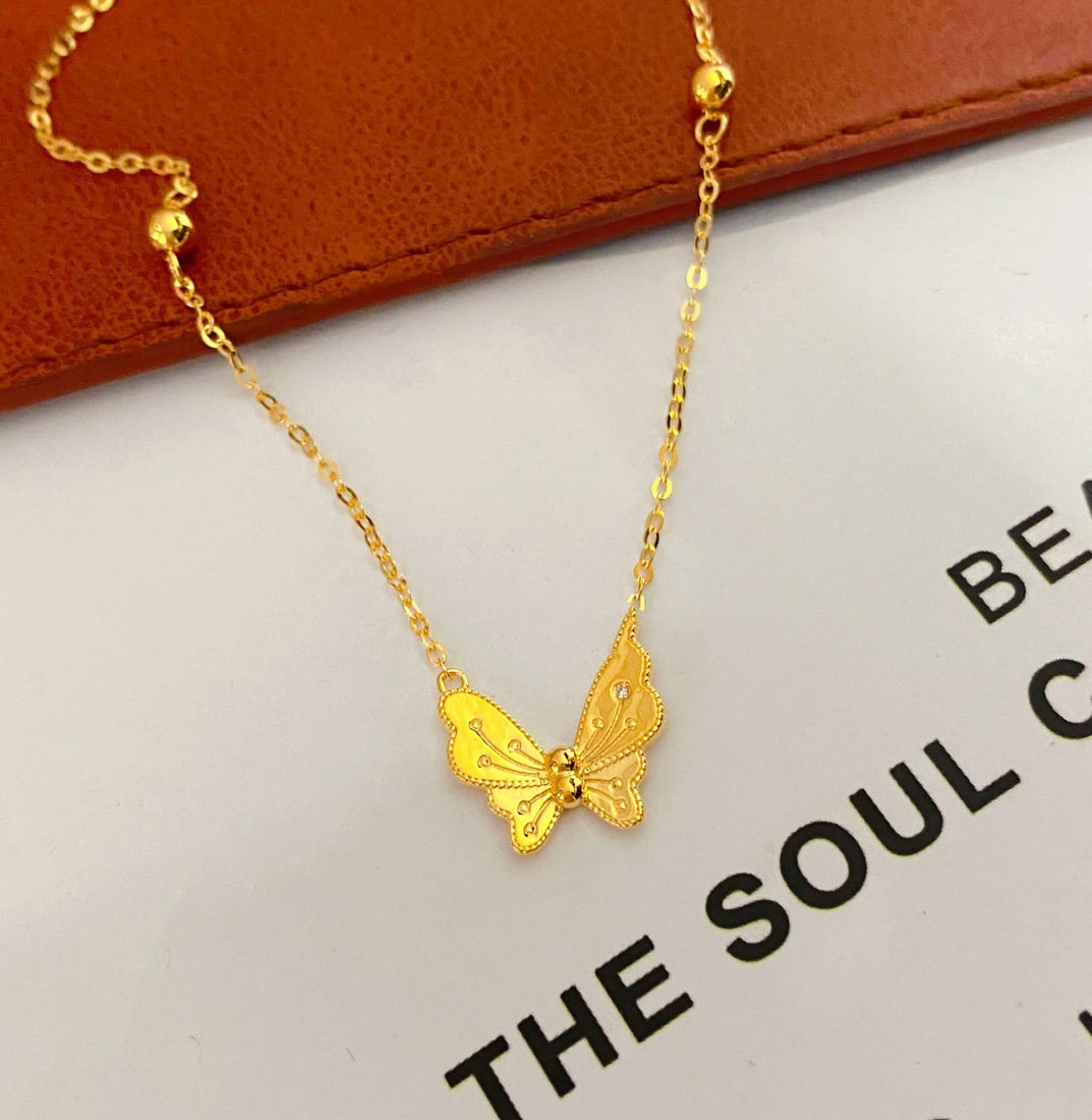 18K gold diamond butterfly necklace (1 of 9)