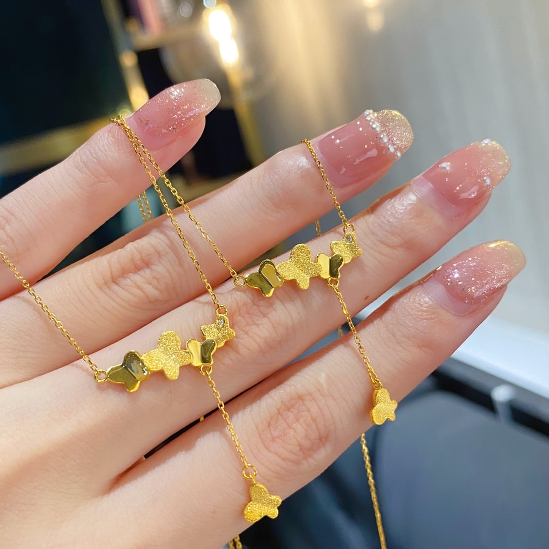 18K gold diamond butterfly necklace - 2