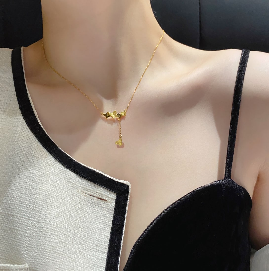 18K gold diamond butterfly necklace - 6