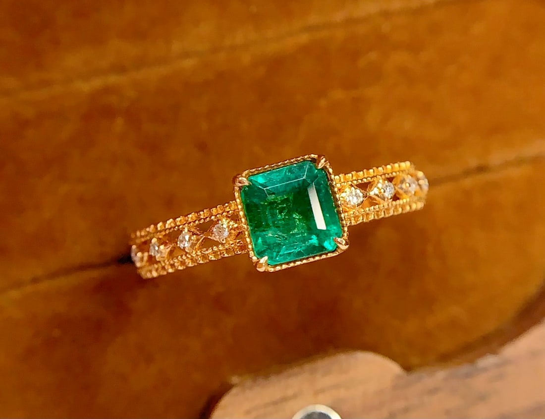 18K gold emerald ring - 2