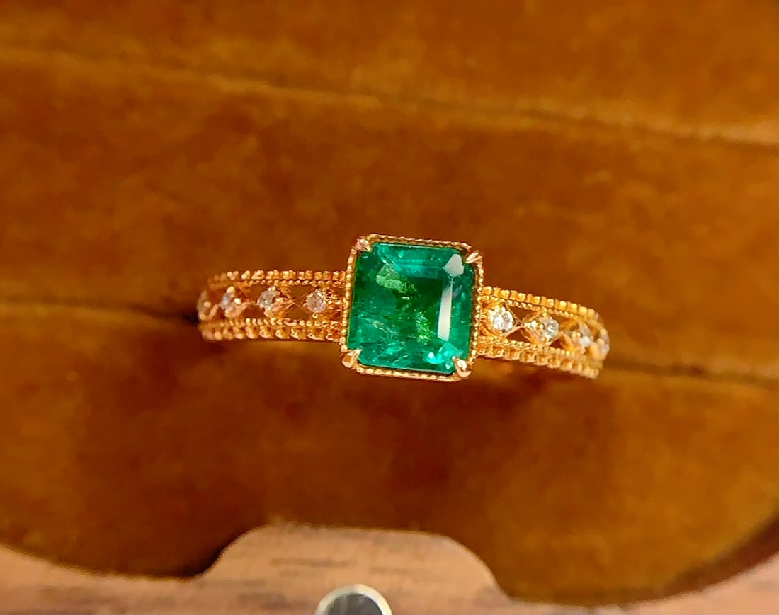 18K gold emerald ring - 3