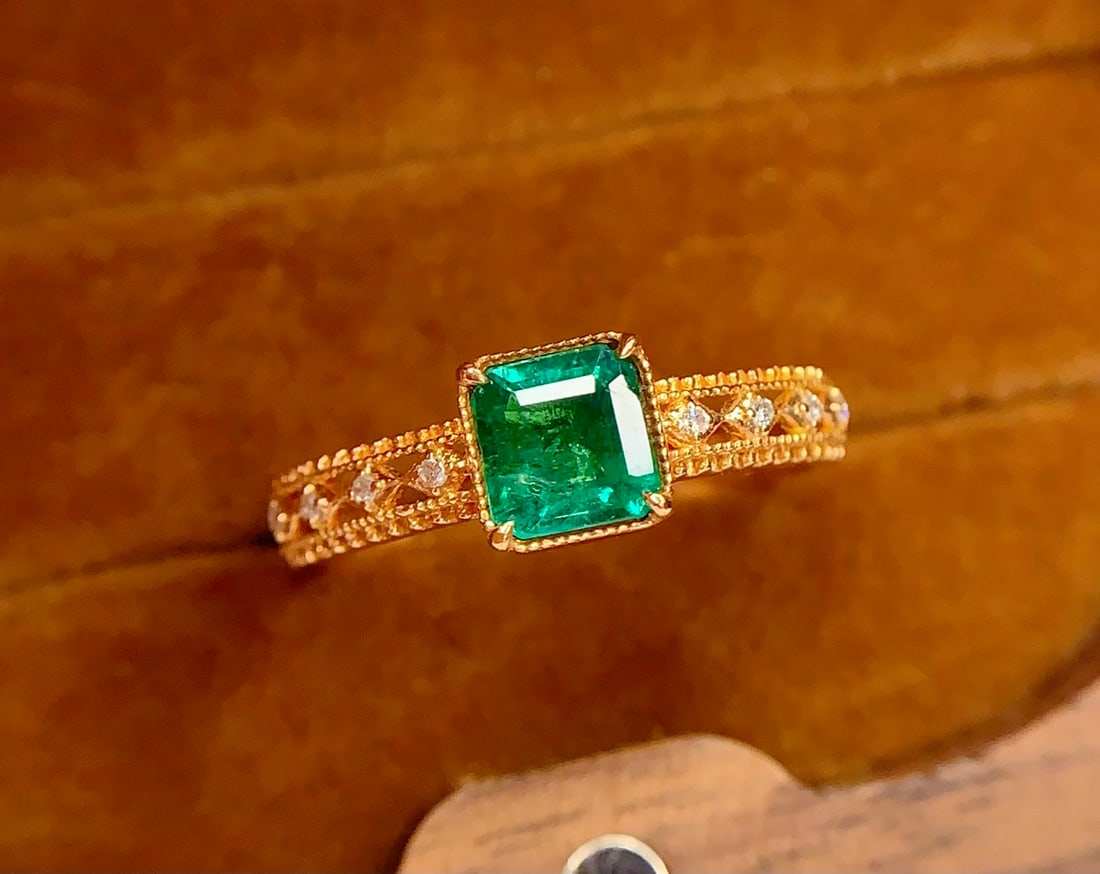 18K gold emerald ring - 6
