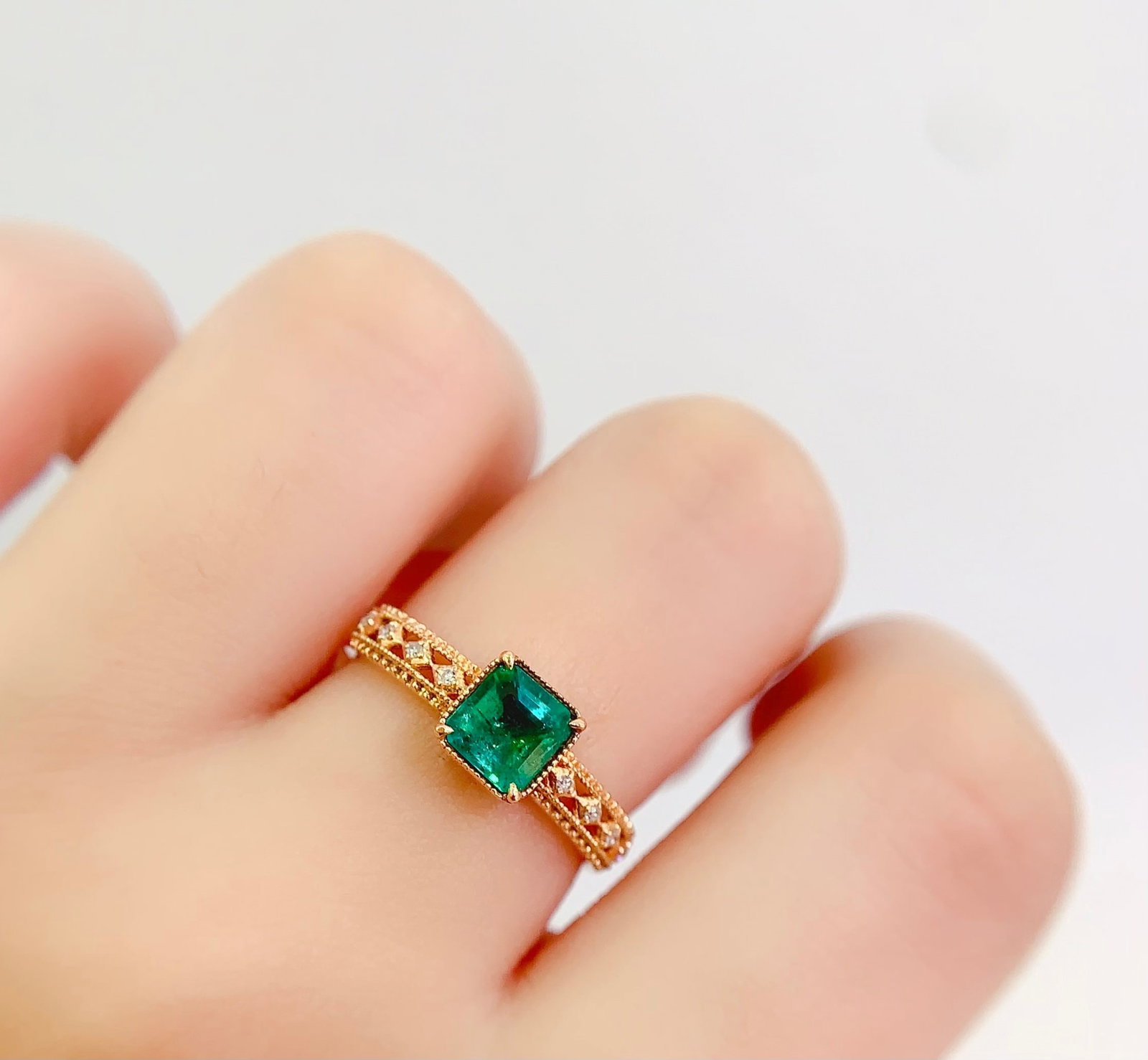 18K gold emerald ring - 7