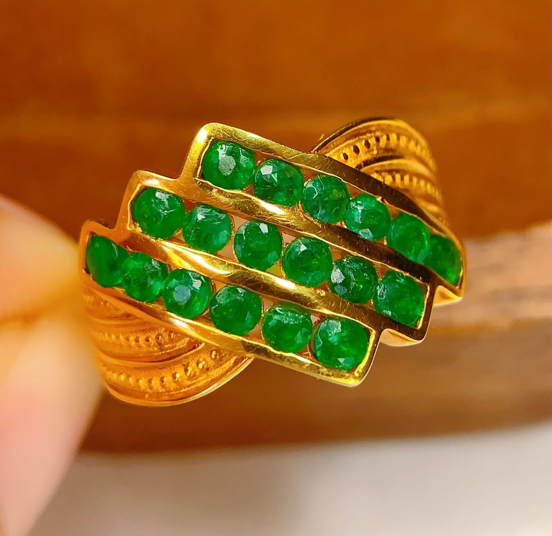18K gold emerald ring - 2