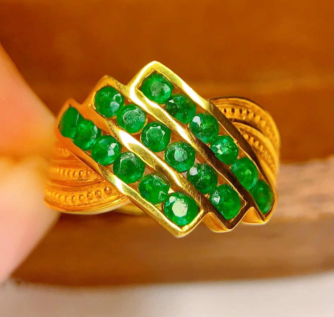 18K gold emerald ring - 3