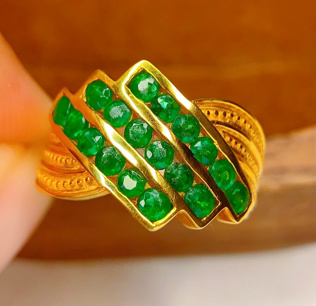 18K gold emerald ring - 4