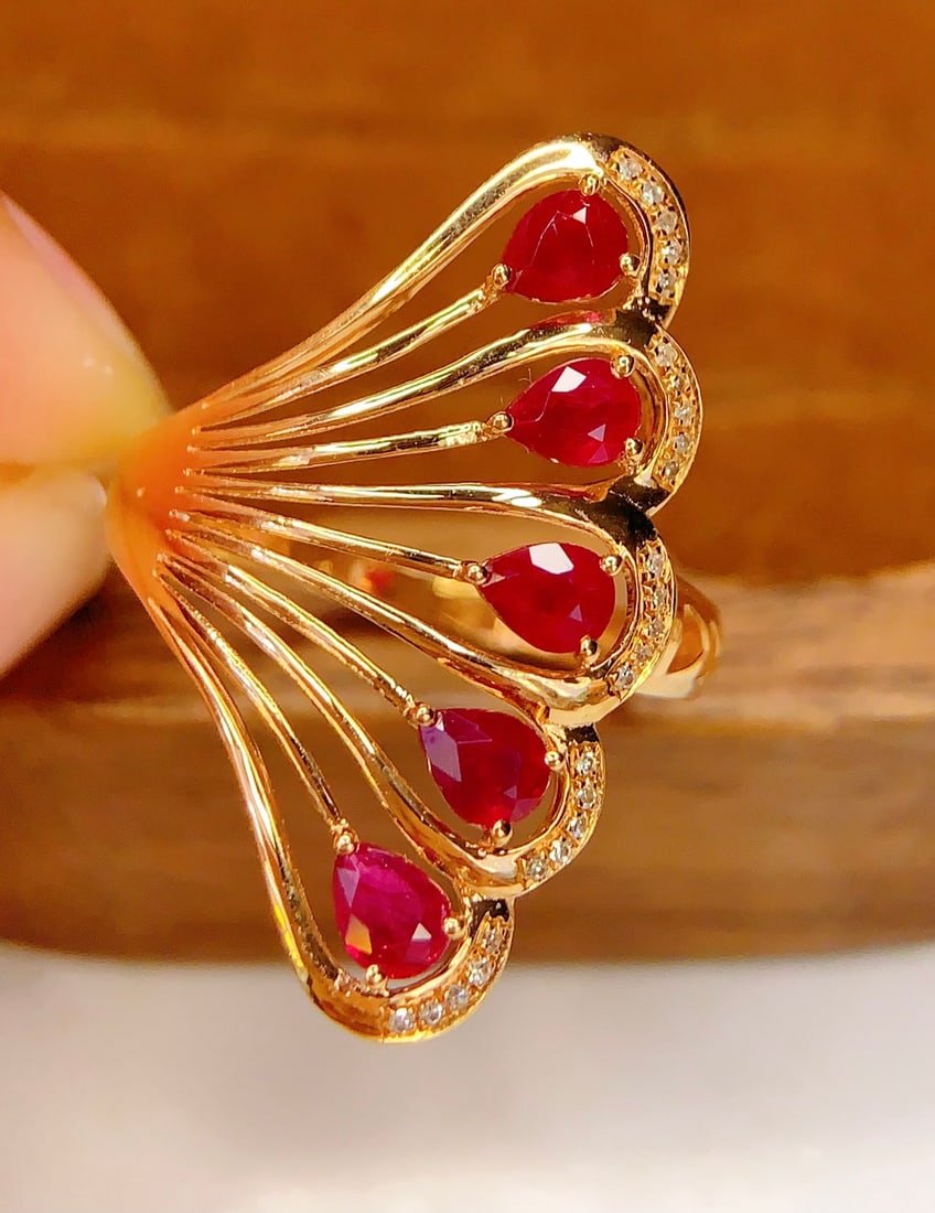 18K gold ruby ring - 5