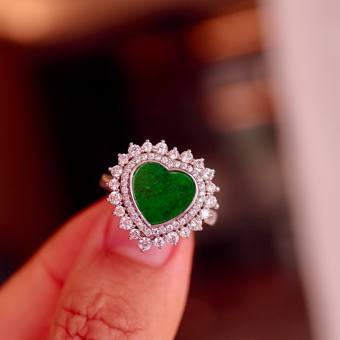 Sterling silver jade ring - 5