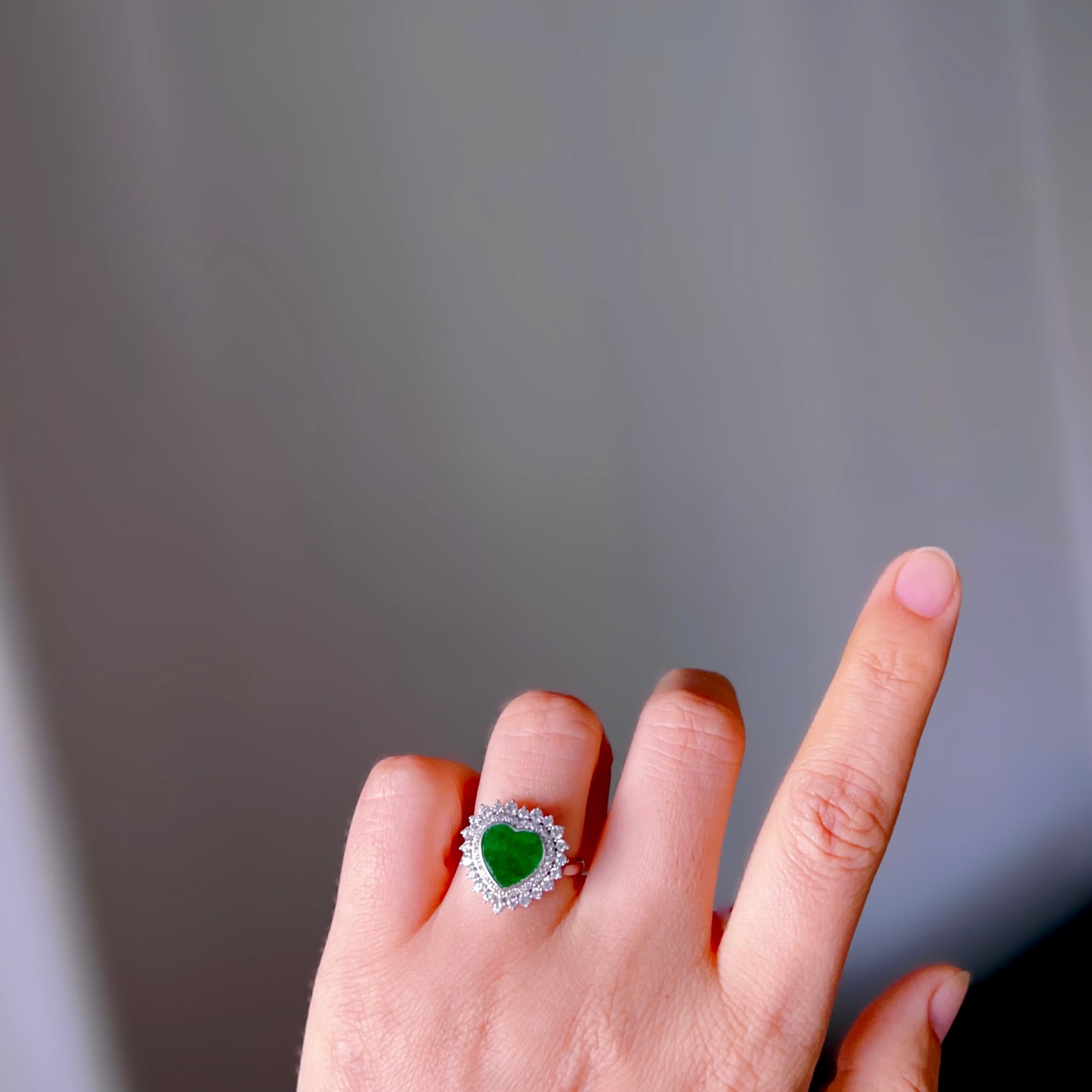 Sterling silver jade ring - 8